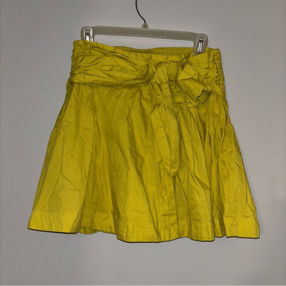 Maeve by Anthropologie Lime Green Cotton Poplin Bow Tie Mini Skirt